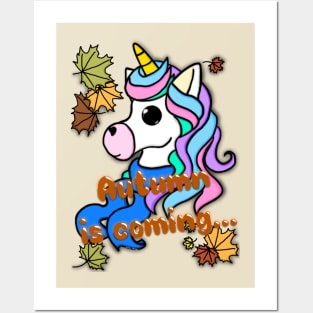 Unicorn with phrase - Autumn is coming… Posters and Art